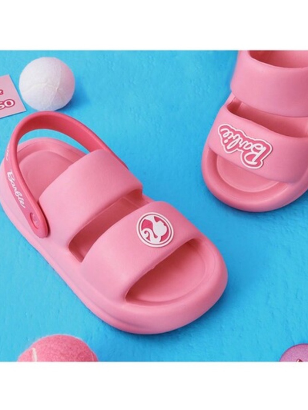 Barbie slip in sandals Bright Pink Double-Strap Slide Sandals new